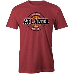 Atlanta Basketball Red Black State Fan T-Shirt